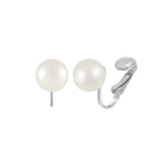 Belle White Shell Pearl Silver Tone Stud Clip On Earrings 10mm