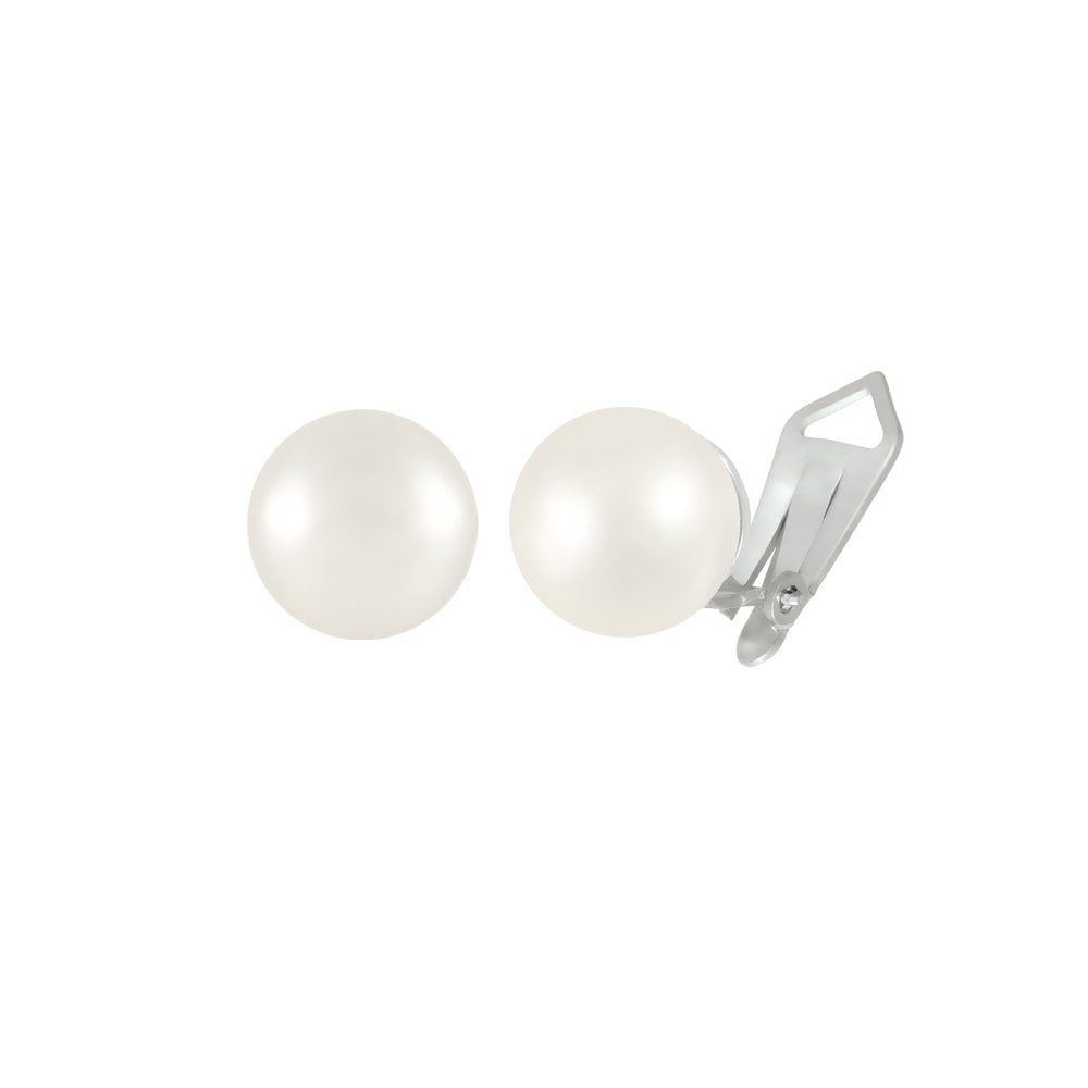 Mia White Shell Pearl Sterling Silver Close Fitting Stud Clip On Earrings