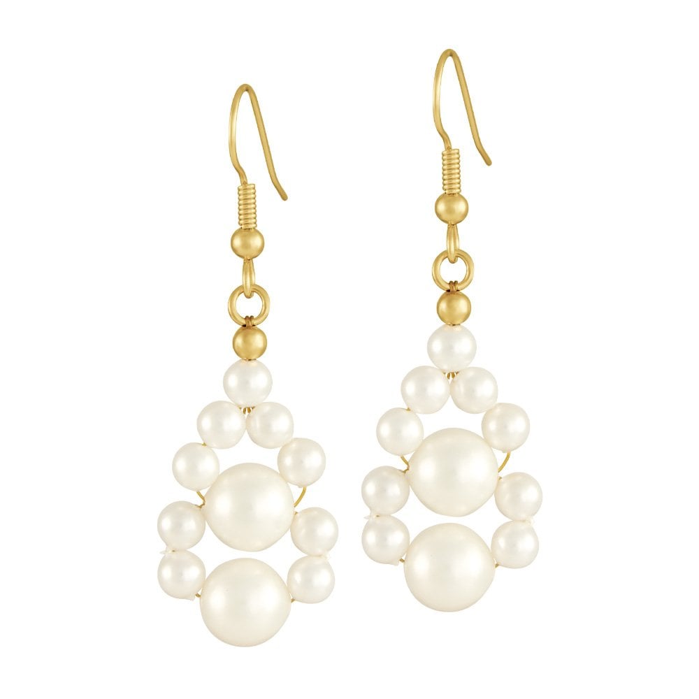 Adorn White Shell Pearl Gold Tone Drop Pierced Earrings