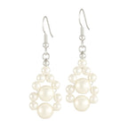 Adorn White Shell Pearl Silver Tone Drop Pierced Earrings