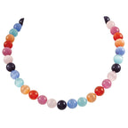 Melody Rainbow Cats Eye Beaded Silver Tone Statement Necklace