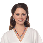 Melody Rainbow Cats Eye Beaded Silver Tone Toggle Statement Necklace