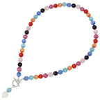 Melody Rainbow Cats Eye Beaded Silver Tone Toggle Statement Necklace