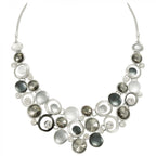 Vivacious Silver Multi Enamel Crystal Silver Tone Statement Necklace