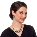 Vivacious Silver Multi Enamel Crystal Silver Tone Statement Necklace