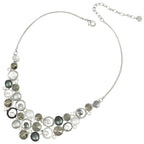 Vivacious Silver Multi Enamel Crystal Silver Tone Statement Necklace