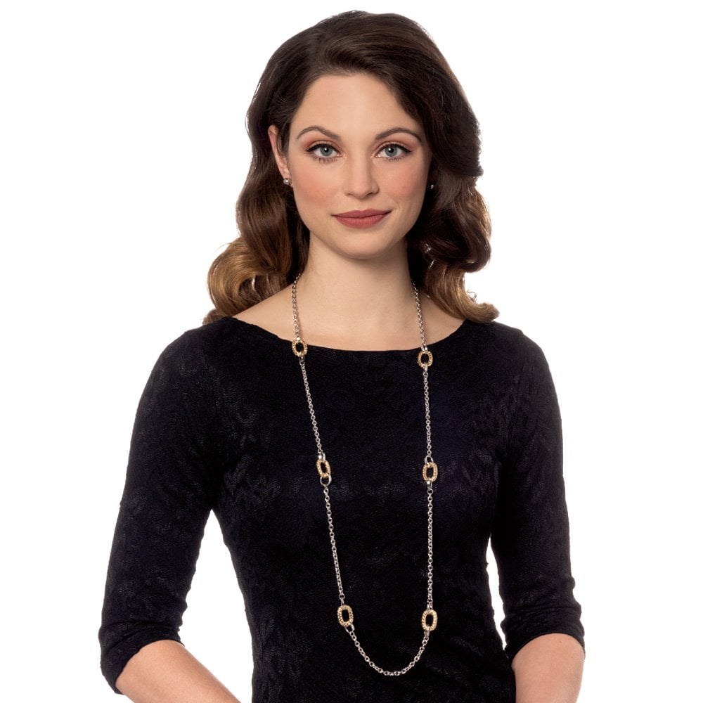 Melrose Two Tone Gold Long Statement Necklace