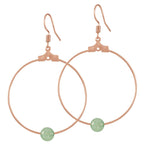 Stylistic Green Agate Rose Gold Tone Drop Hoop Pierced Earrings