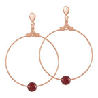 Stylistic Ruby Red Agate Rose Gold Tone Drop Hoop Clip On Earrings