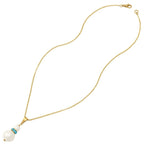 Alpine Aquamarine Crystal White Shell Pearl Gold Tone Pendant