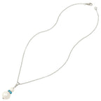 Alpine Aquamarine Crystal White Shell Pearl Silver Tone Pendant