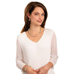 Kaleidoscope Multicoloured Crystal Shell Pearl Gold Tone Stretch Bracelet