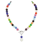 Melody Multicoloured Cats Eye Beaded Silver Tone Toggle Necklace