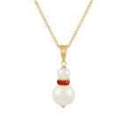 Alpine Red Crystal White Shell Pearl Gold Tone Pendant