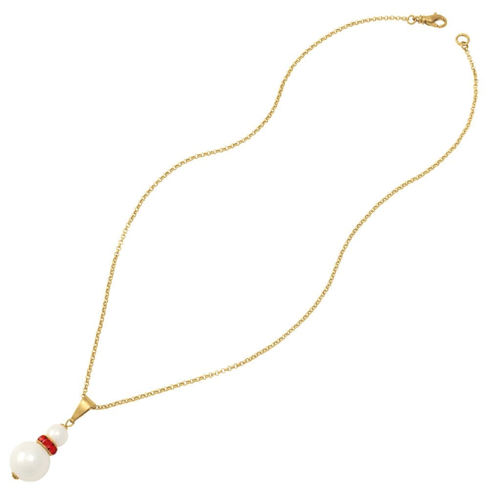 Alpine Red Crystal White Shell Pearl Gold Tone Pendant