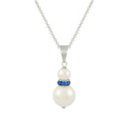 Alpine Lt Sapphire Blue Crystal White Shell Pearl Silver Tone Pendant