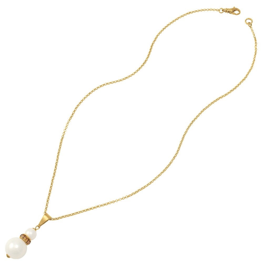 Alpine Lt Colorado Topaz Crystal White Shell Pearl Gold Tone Pendant