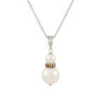 Alpine Lt Colorado Topaz Crystal White Shell Pearl Silver Tone Pendant