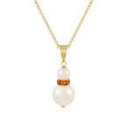 Alpine Topaz Crystal White Shell Pearl Gold Tone Pendant
