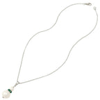 Alpine Emerald Green Crystal White Shell Pearl Silver Tone Pendant