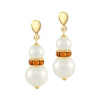 Alpine Topaz Crystal Shell Pearl Gold Tone Drop Pierced Earrings