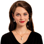 Alpine Black Diamond Crystal Shell Pearl Gold Tone Drop Pierced Earrings