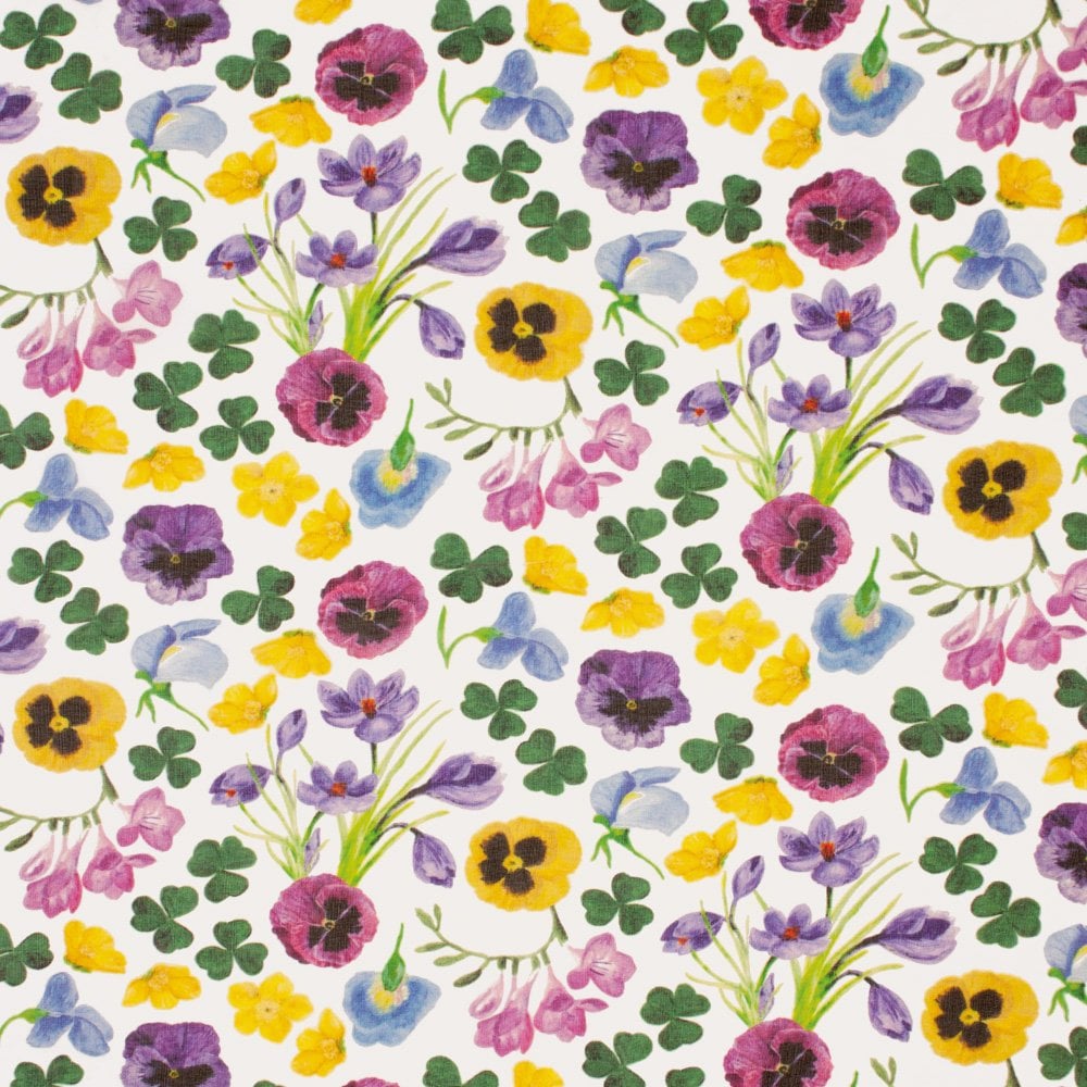 Country Garden White Multi Coloured Floral Pure Silk Scarf