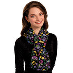 Country Garden Black Multi Coloured Floral Pure Silk Scarf