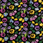 Country Garden Black Multi Coloured Floral Pure Silk Scarf