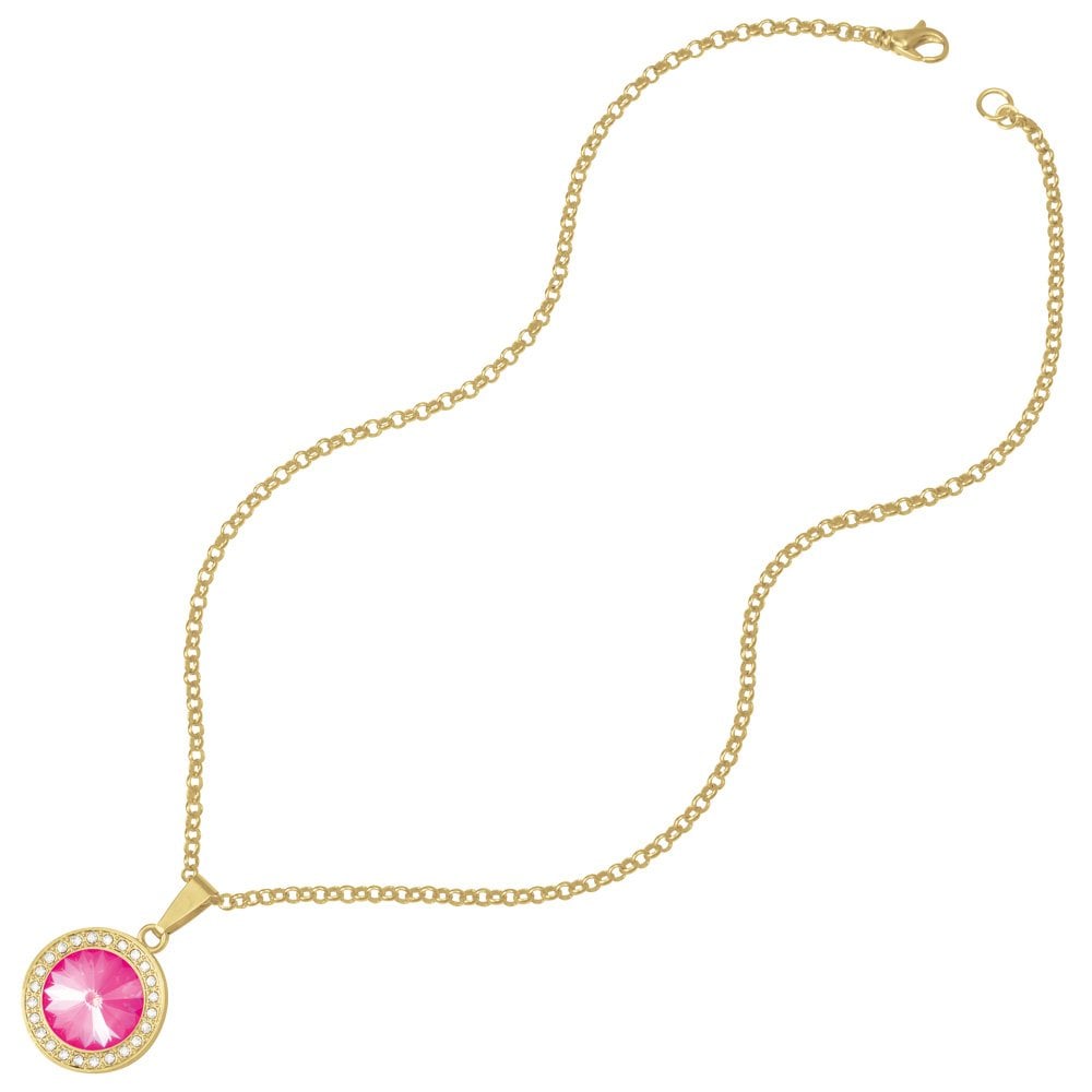 Viva Ultra Pink Austrian Crystal Gold Tone Pendant