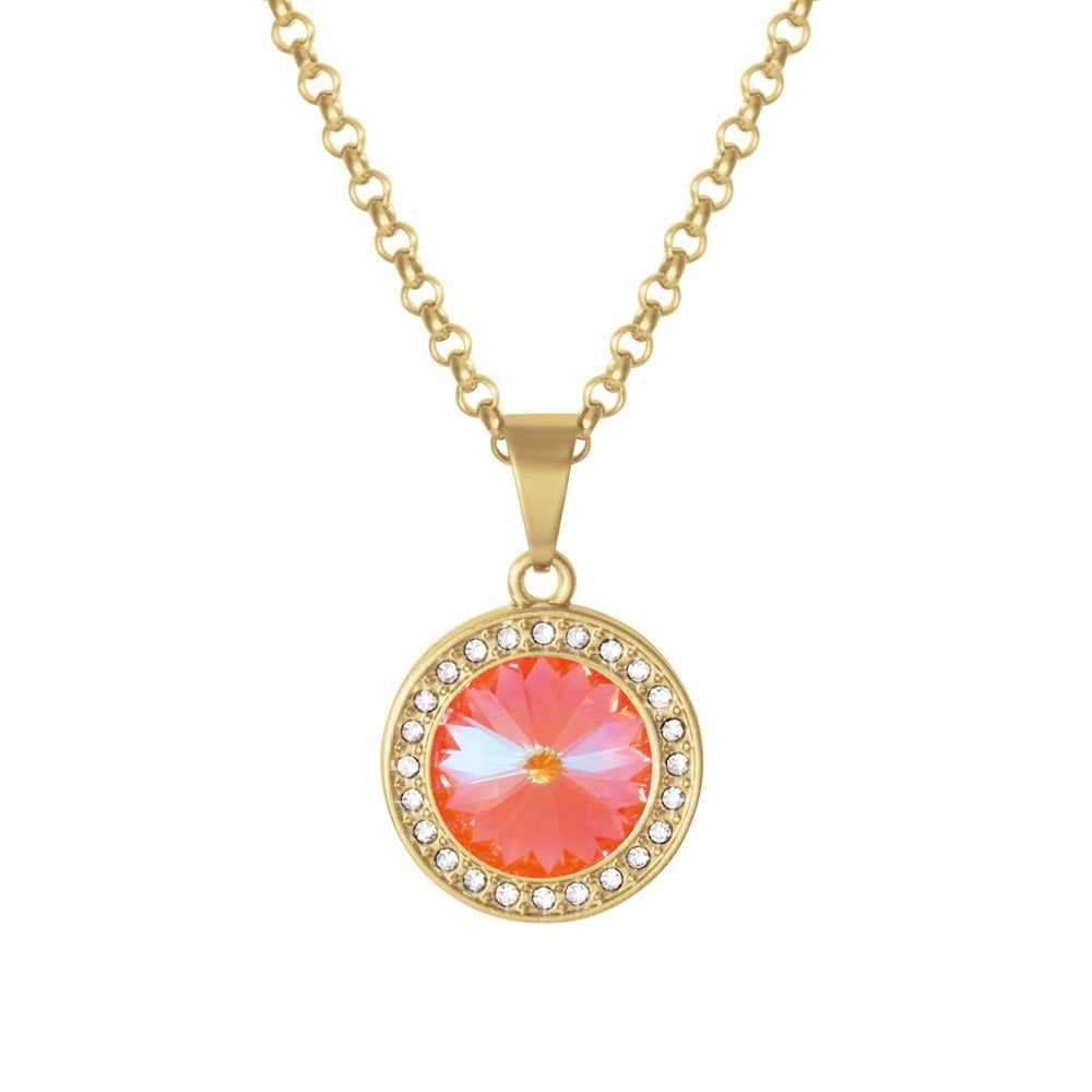 Viva Ultra Orange Austrian Crystal Gold Tone Pendant