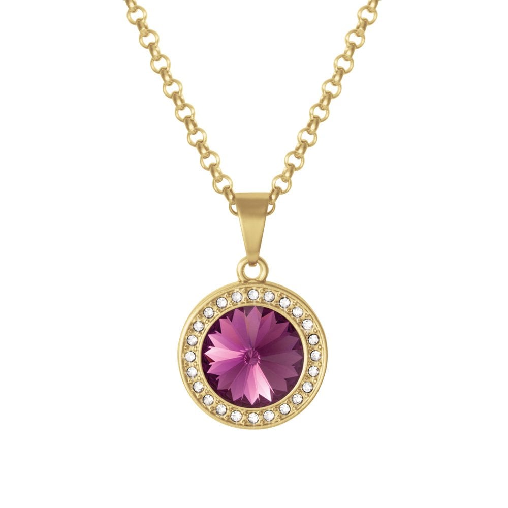 Viva Amethyst Austrian Crystal Gold Tone Pendant