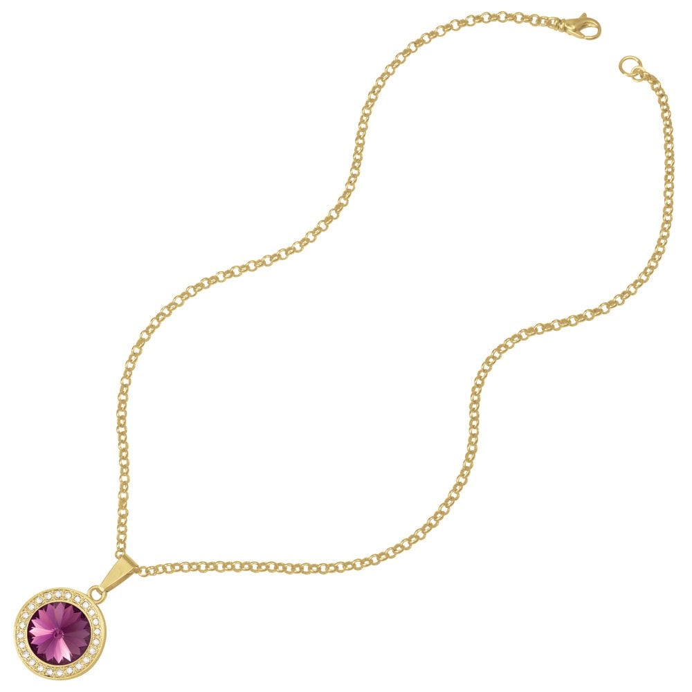 Viva Amethyst Austrian Crystal Gold Tone Pendant