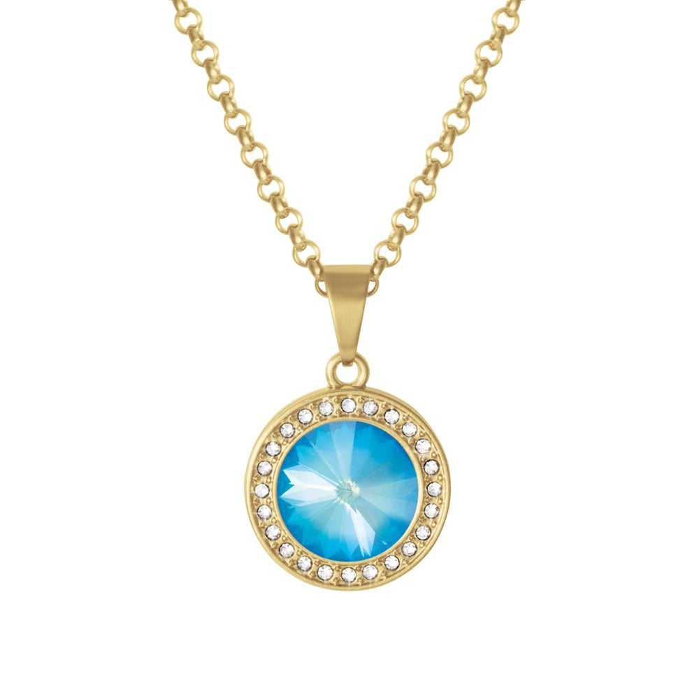 Viva Ultra Blue Austrian Crystal Gold Tone Pendant
