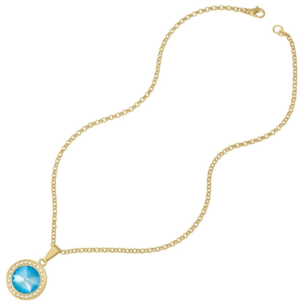 Viva Ultra Blue Austrian Crystal Gold Tone Pendant