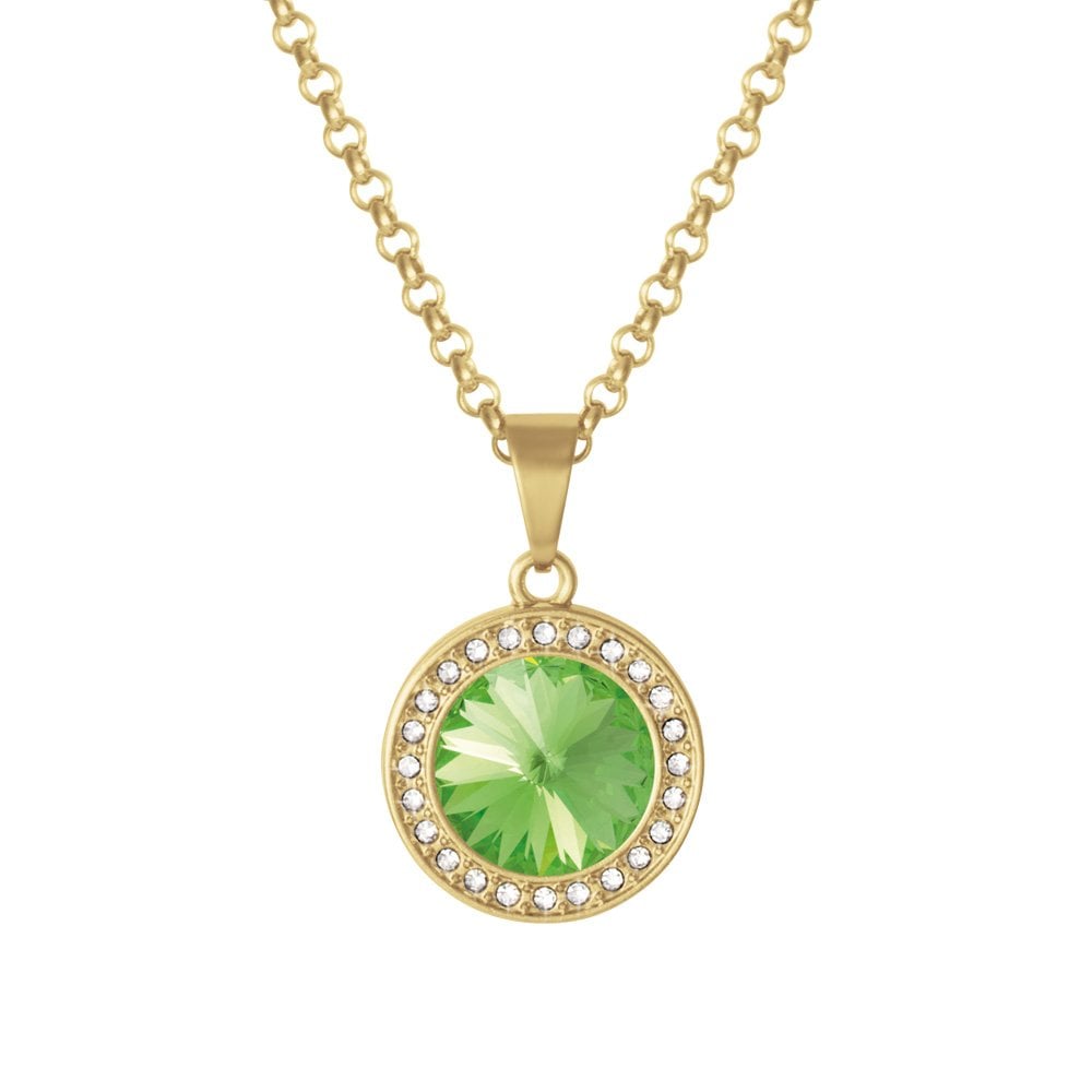 Viva Peridot Austrian Crystal Gold Tone Pendant