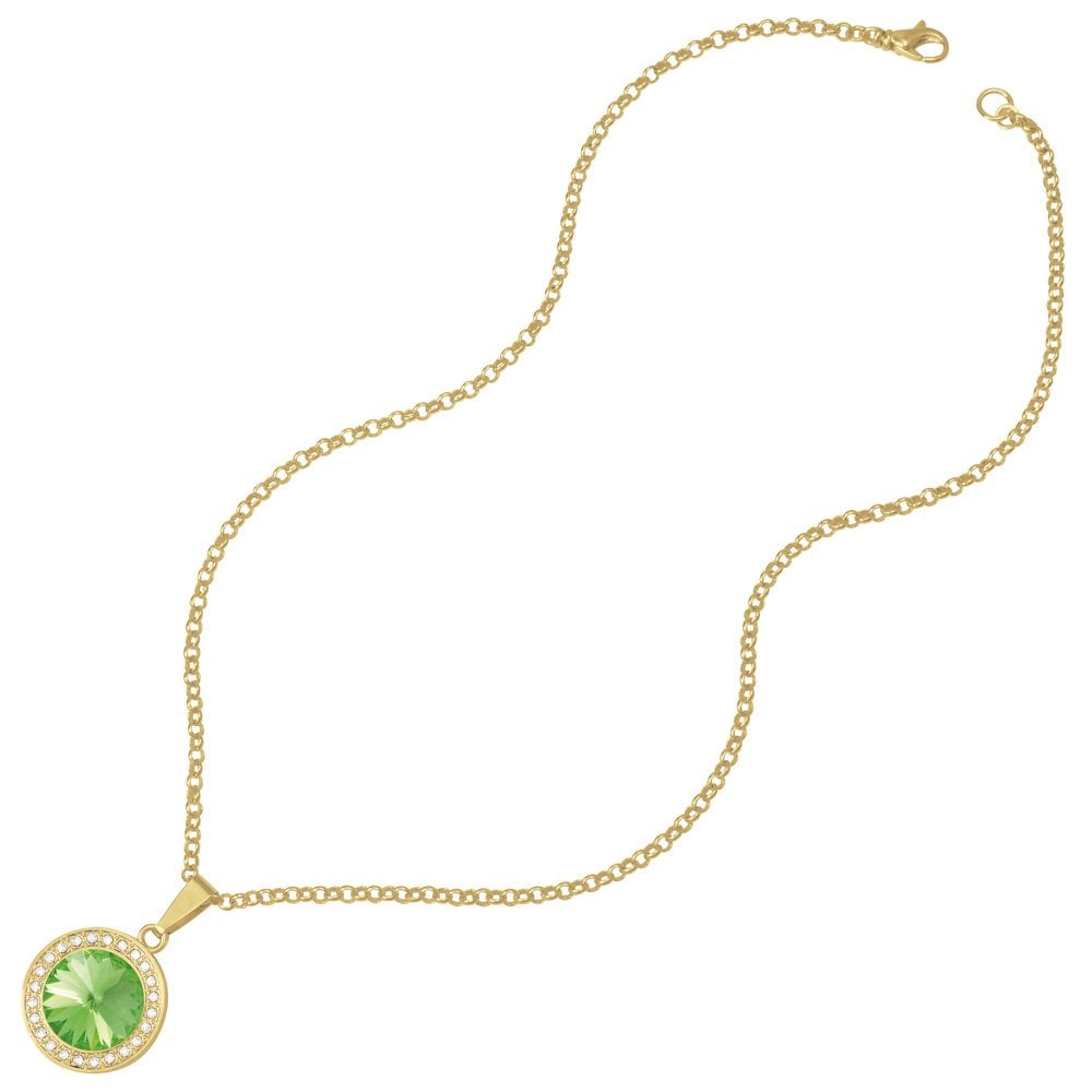 Viva Peridot Austrian Crystal Gold Tone Pendant