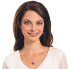 Lavender Purple Enamel Silver Tone Flower Drop Pierced Earrings