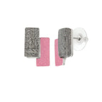 Contemporary Multi Enamel Silver Tone Stud Pierced Earrings