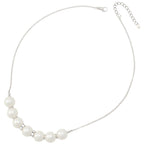 Viscountess White Shell Pearl Silver Tone Necklace