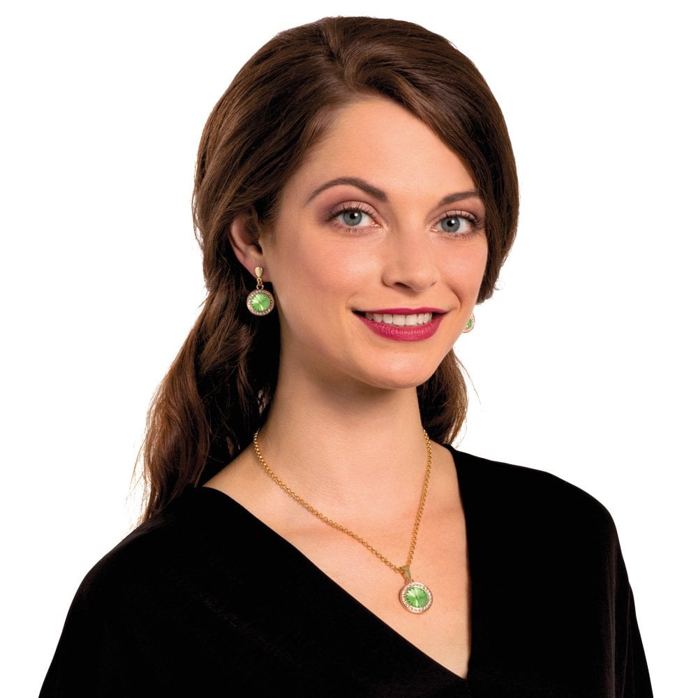 Viva Peridot Austrian Crystal Gold Tone Pendant