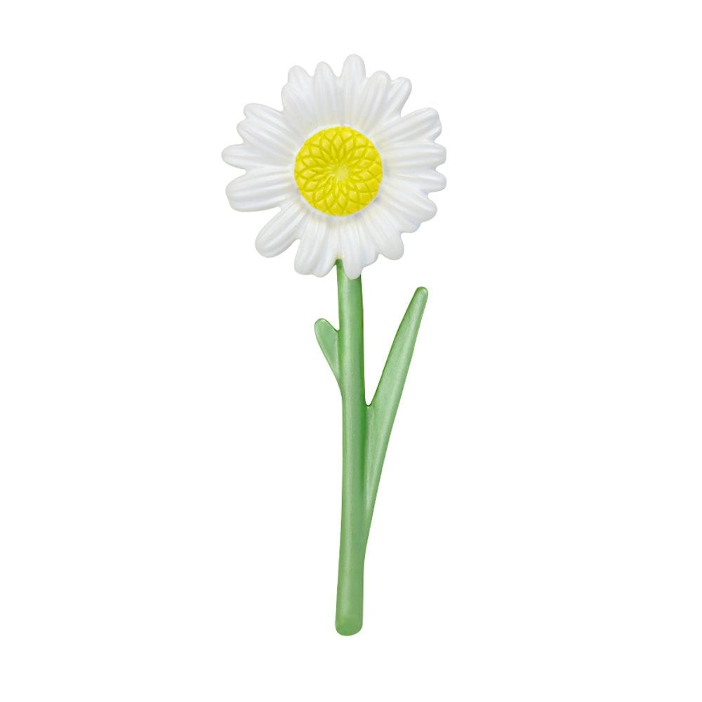 Dainty Daisy White Multi Enamel Silver Tone Flower Brooch