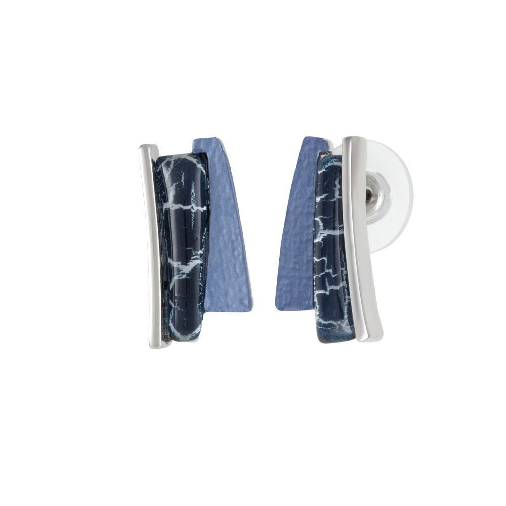 Expression Blue Multi Silver Tone Stud Pierced Earrings