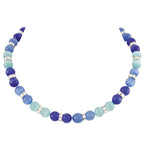 Vaudeville Blue Multi Cat's Eye Silver Tone Beaded Necklace