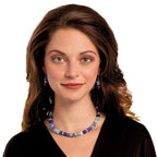 Vaudeville Blue Multi Cat's Eye Silver Tone Drop Clip On Earrings