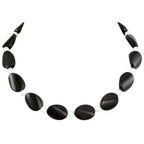 Silhouette Black Agate and White Jade Semi Precious Beaded Necklace