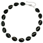 Silhouette Black Agate and White Jade Semi Precious Beaded Necklace