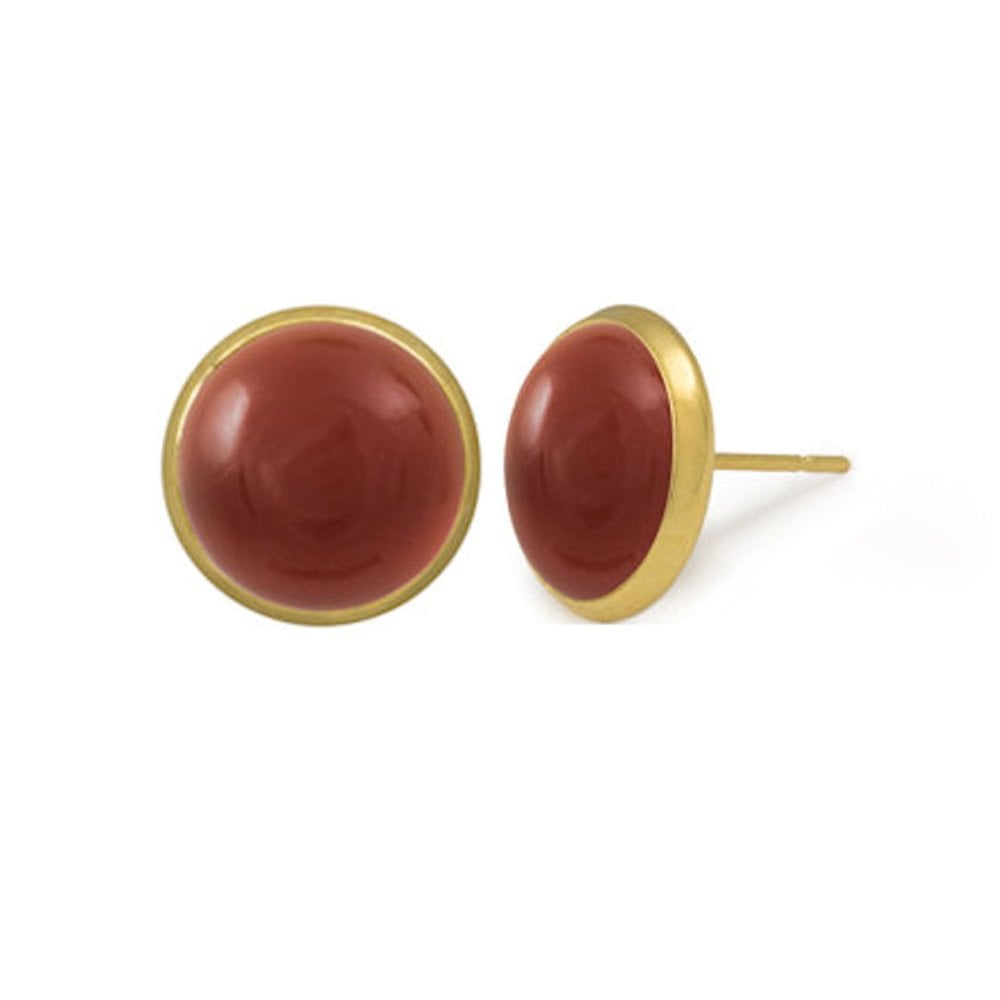 Symphony Carnelian Gold Pierced Stud Earrings