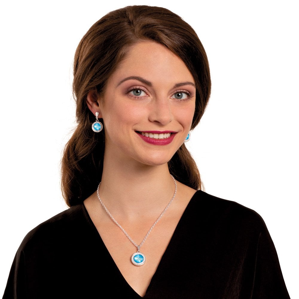Viva Ultra Blue Austrian Crystal Gold Tone Pendant
