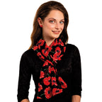 Forever Poppy Red and Black Multi Coloured Pure Silk Scarf